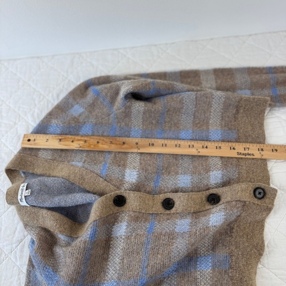 Madewell Alpaca Blend V-Neck Cardigan Plaid Warm Camel Brown Blue NT594 L - Picture 9 of 16